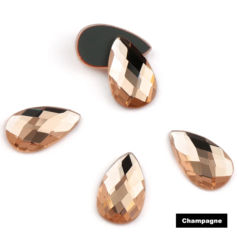 champagne QIAO Высокое качество 11*18 мм падение не горячей фиксации Flatback паста Стразы хрустальные стеклянные камни для украшения одежды - Цвет: champagne