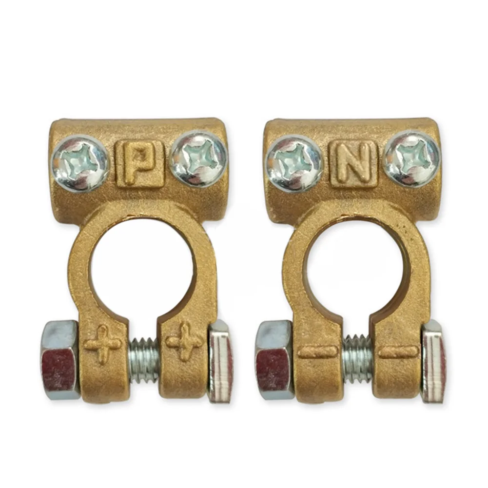 2PCS Auto Plated Negative Car Battery Terminals Screw Clamps Brass Cable Metal Universal Connection Positive | Автомобили и