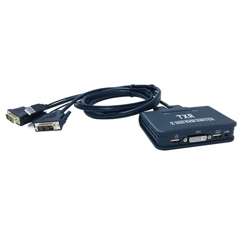 2 порта Usb 0 в 1 выход Dvi Kvm переключатель коробка с аудио-видео кабелем для монитора