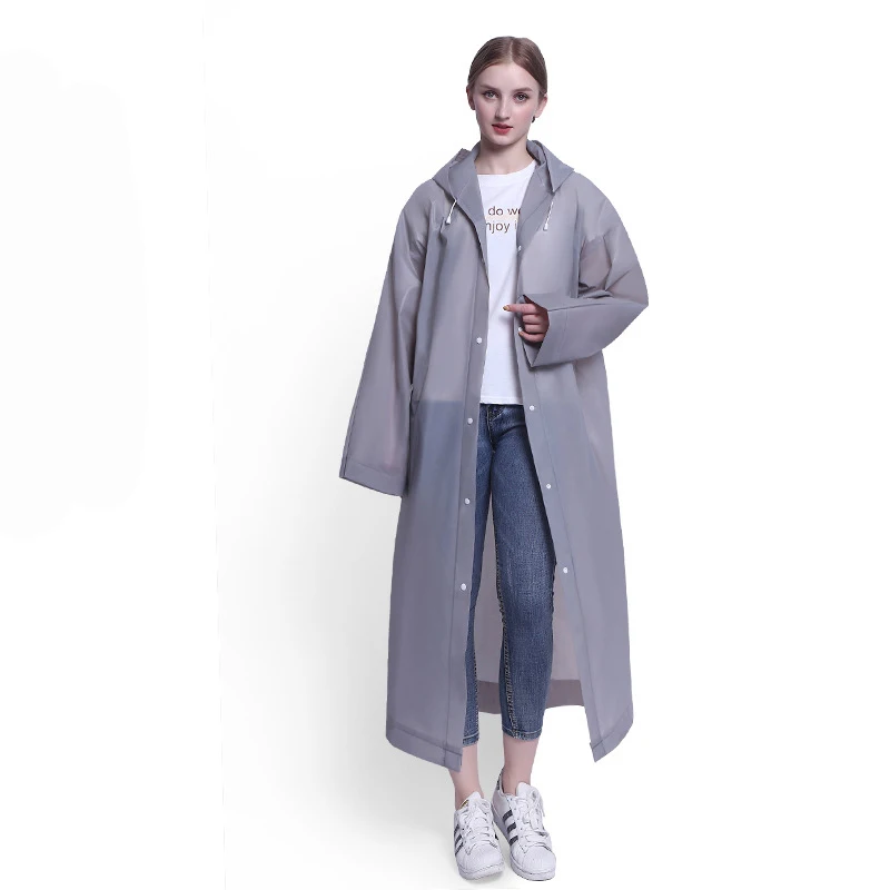 gray Модный утолщенный дождевик EVA для женщин, для улицы, портативный, водонепроницаемый, дождевик для женщин, дождевик, пончо для путешествий, кемпинга, пеших прогулок - Цвет: gray