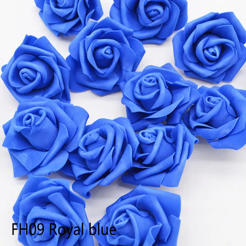 FH09 Royal blue 20pcs/Lot 6cm PE Foam Big Rose Flower Head Artificial Flowers Wedding Decorations DIY Scrapbooking Wreath Home Decor Crafts - Цвет: FH09 Royal blue