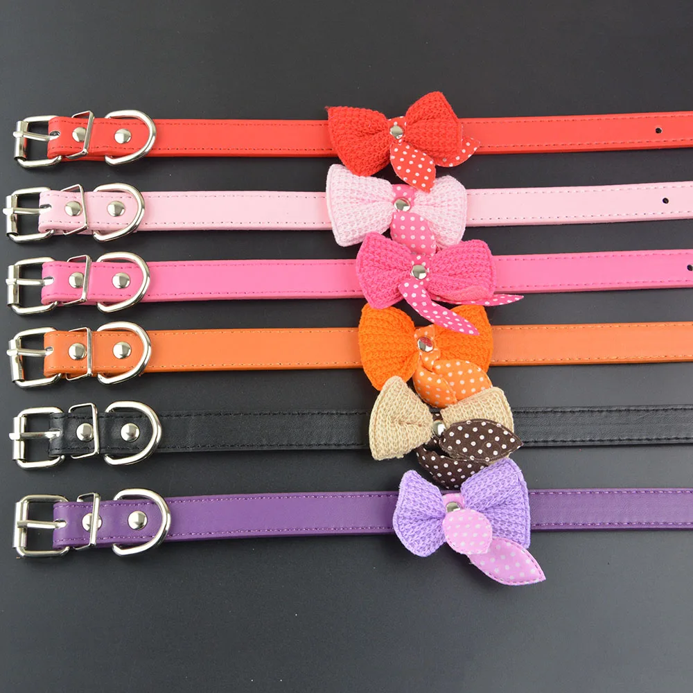 (6 шт./лот) оптовая продажа кожаный ошейник для домашних животных вязаный