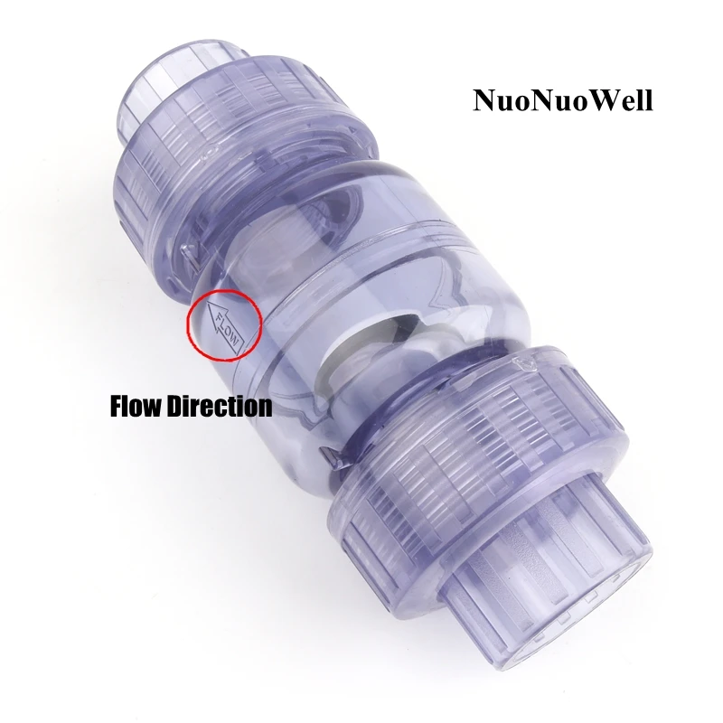 1pc Inner Dia 25mm 32mm Check Valve Transparent UPVC Flip Plate One-way Valve Industrial aquarium irrigation PVC Union Connector