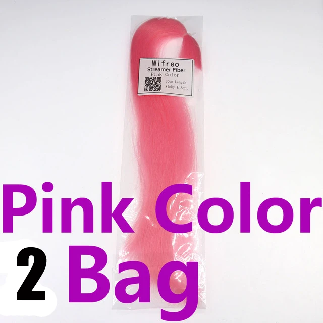 Pink 2 bag Wifreo 2 шт. в упаковке 30 см гофрированный курчавый гольян волокно Стример Летать волокна Бактейл джиг голова Связывание материал для ловли нахлыстом приманка - Цвет: Pink 2 bag
