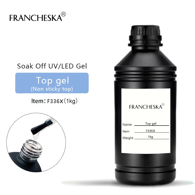1kg top coat Franceska builder гель 1 кг, Гель-лак для ногтей, акрилгель, камуфляж, прозрачный, прозрачный, наращивание ногтей, строительство, длительный срок - Цвет: 1kg top coat