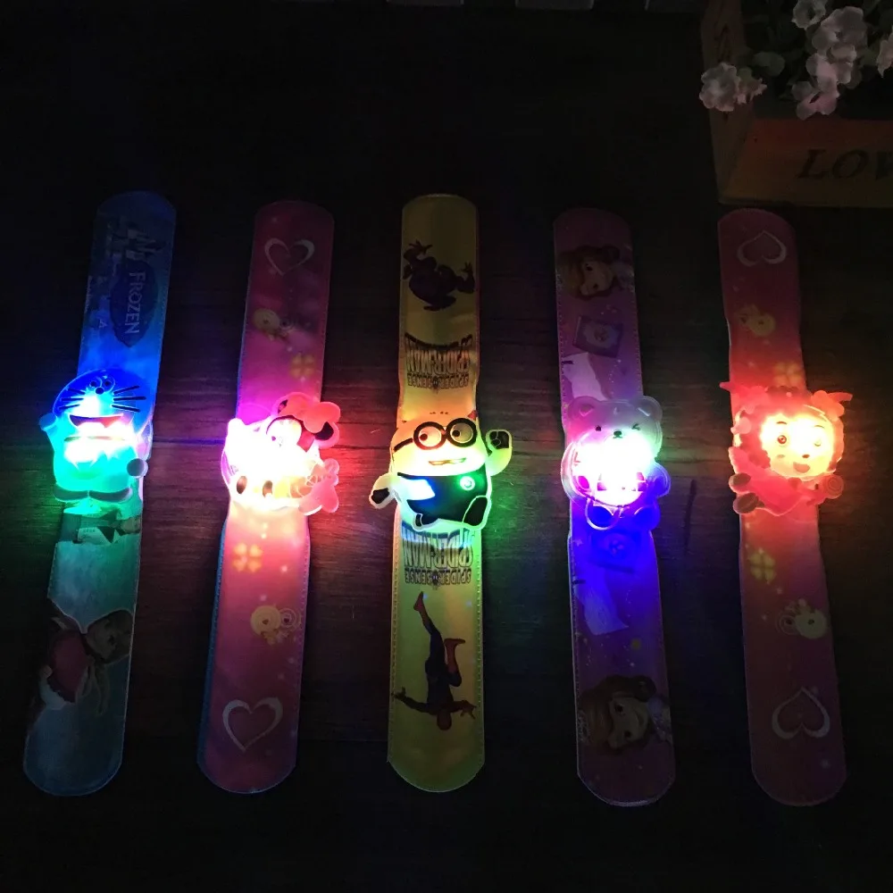 

6pcs Cartoon slap bracelet Flash Wrist Band Glow Luminous Bracelets Children's Day/Birthday Party Gifts Toys