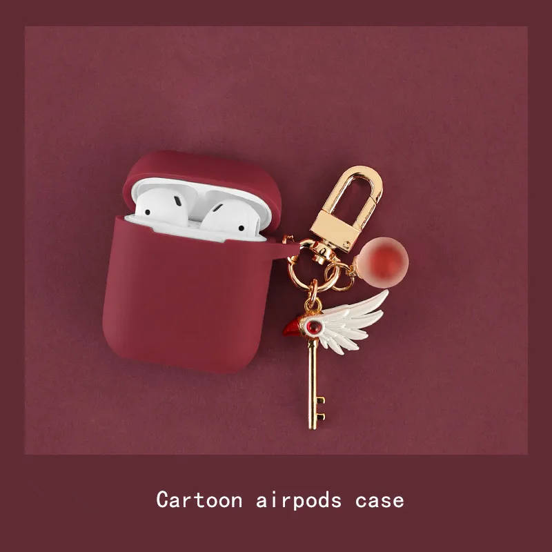 Мультфильм силиконовый беспроводной Bluetooth гарнитура зарядная коробка для Airpods силиконовый наушник защитный чехол с подвеской