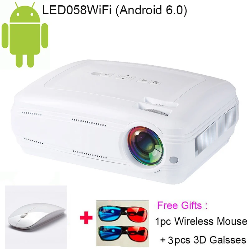 Прозрачный по доступной цене! SmartIdea проектор Android 6,0 1080P HD светодиодный Умный домашний проектор мультимедиа 3D цифровая видеоигра Proyector Beamer - Цвет: LED058WiFi  white