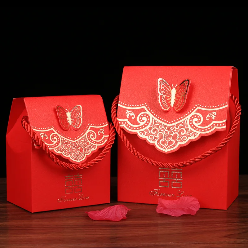 

50 шт. Свадебная конфетная сумка красного цвета в китайском стиле Вечерние Свадебные сувениры карман Бумажные Подарочные коробочки