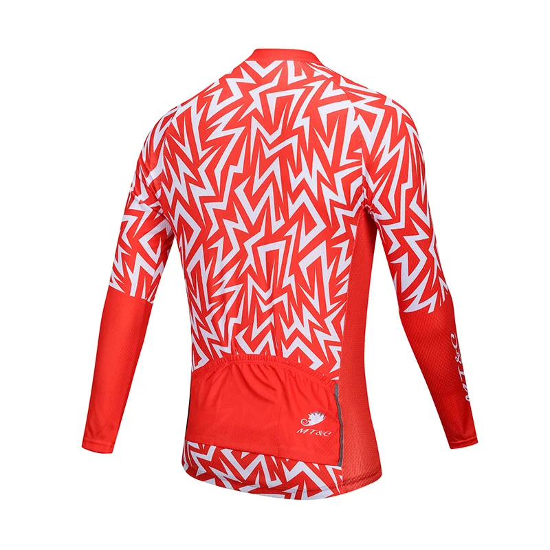 MT&ampC Red Lightning Stripes Cycling Jersey Set Breathable Clothes Quick Dry Gel Pad Bicycle Spring Autumn Sportswear Bike |