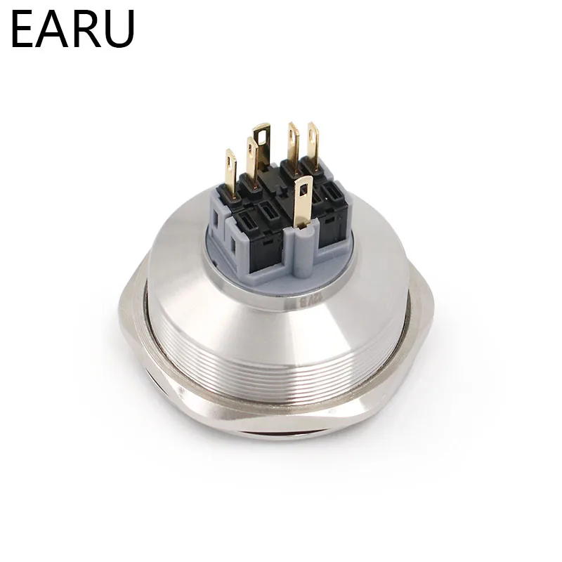 40mm Stainless Steel Metal Push Button Switch Flat Round Momentary Power Ring Mark 6 Pin Car Switches Reset Latching Fixation |