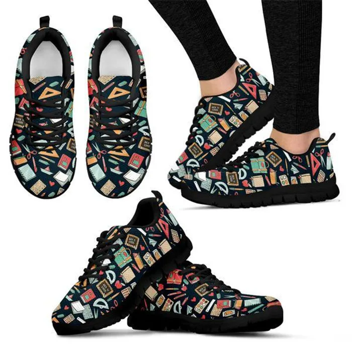 RH0347BAQ FORUDESIGNS/кроссовки с рисунком учительницы; женская обувь; повседневная обувь на плоской подошве; женская дышащая сетчатая Женская прогулочная обувь; zapatos mujer; - Цвет: RH0347BAQ
