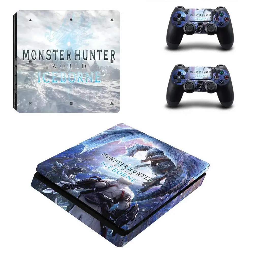 YSP4S-3592 PS4 тонкие наклейки Monster Hunter World Skin Vinilo PS 4 тонкий СТИКЕР Наклейка Обложка для playstadi4 тонкая консоль и контроллер - Цвет: YSP4S-3592