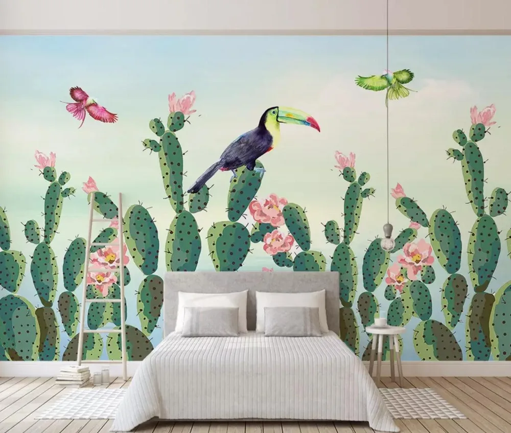 

[Self-Adhesive] 3D Butterfly Bird Cactus Field 5 Wall Paper mural Wall Print Decal Wall Murals