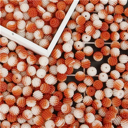 Orange Red 10 мм(примерно) 1,5mm 50 шт./пакет двух-Цвет эффект жемчужные бусины из АБС-пластика для искусство ремесла швейные вам возможность самостоятельно украсить свой телефон для пошива одежды ткань/Бисер для одежды «сделай сам» - Цвет: Orange Red