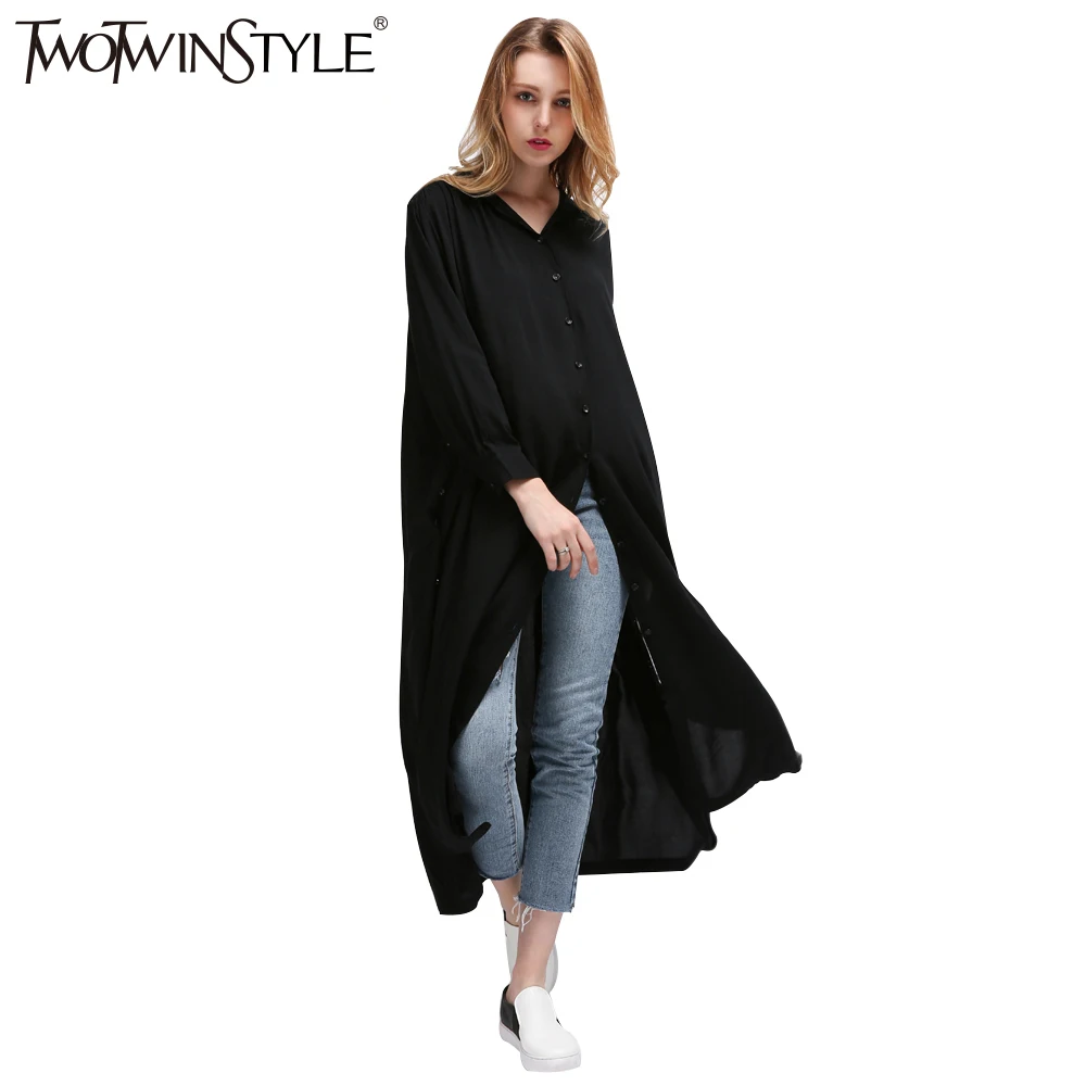 Женская Повседневная рубашка TWOTWINSTYLE белая и черная блузка с длинным рукавом