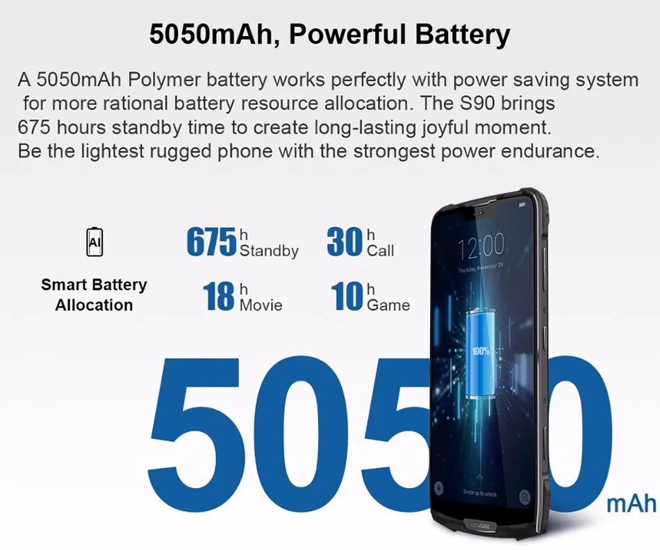 DOOGEE S90 IP68/IP69K Helio P60 Восьмиядерный мобильный телефон 6,18 дюймов дисплей 5050 мАч 6 ГБ 128 ГБ Android 8,1 16,0 М камера смартфон
