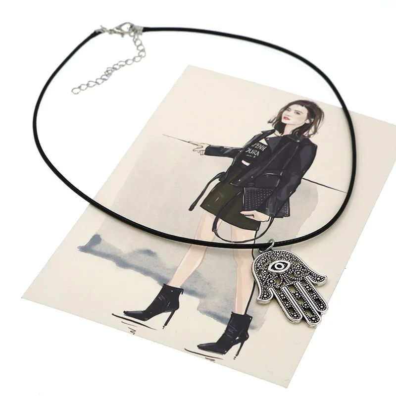 В богемном стиле винтаж &quotРука Фатимы&quot ожерелья с подвесками Женская обувь в