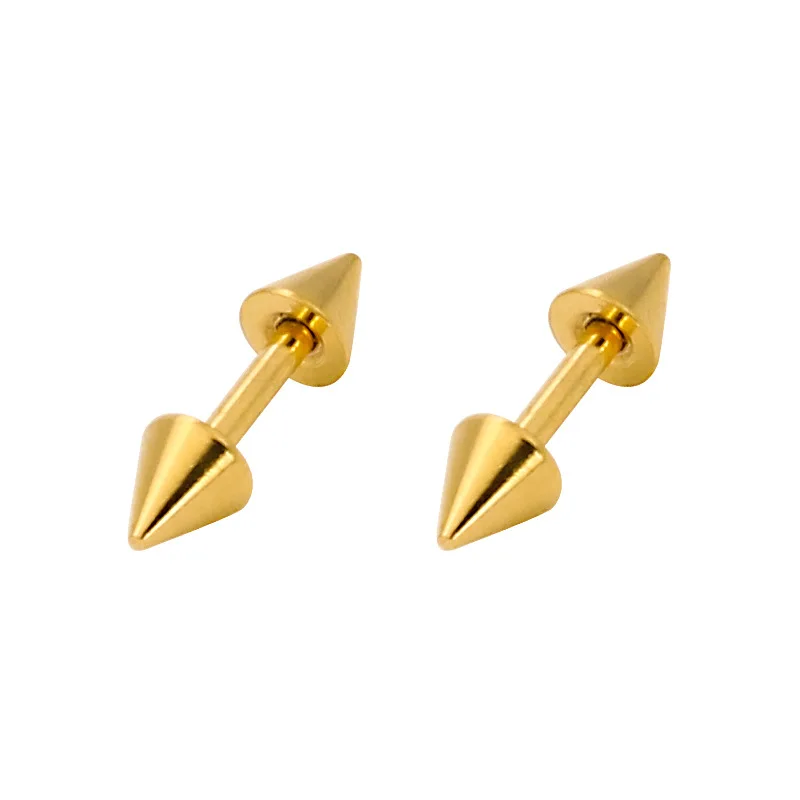 DoreenBeads модные серьги гвоздики из титановой стали золотого цвета с двойным