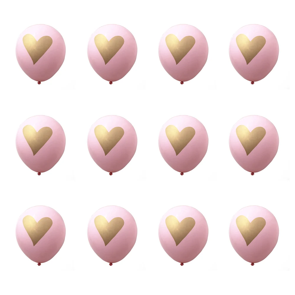 Pink Heart 12 шт. 2,2 г латексные шарики, День подарков будущей матери золотой блеск розовый синий его девушка первый день рождения воздушные шарики для украшения вечерние поставки - Цвет: Pink Heart