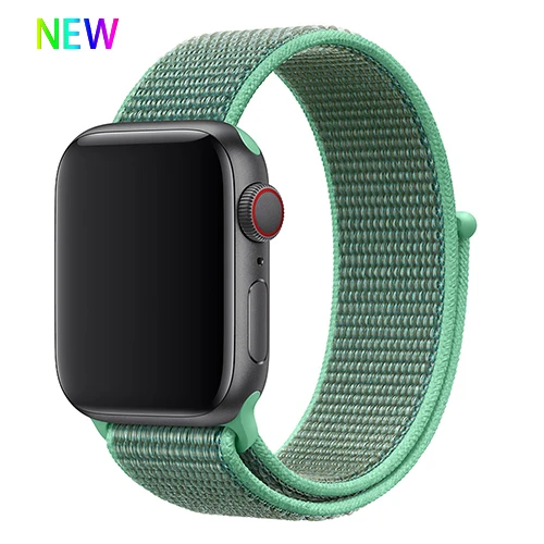 Ремешок для apple watch band sport loop apple watch 5 4 3 band 44 мм 40 мм iwatch 5 4 42 мм 38 мм correa нейлоновый браслет pulseira nato - Цвет ремешка: New Spearmint 3