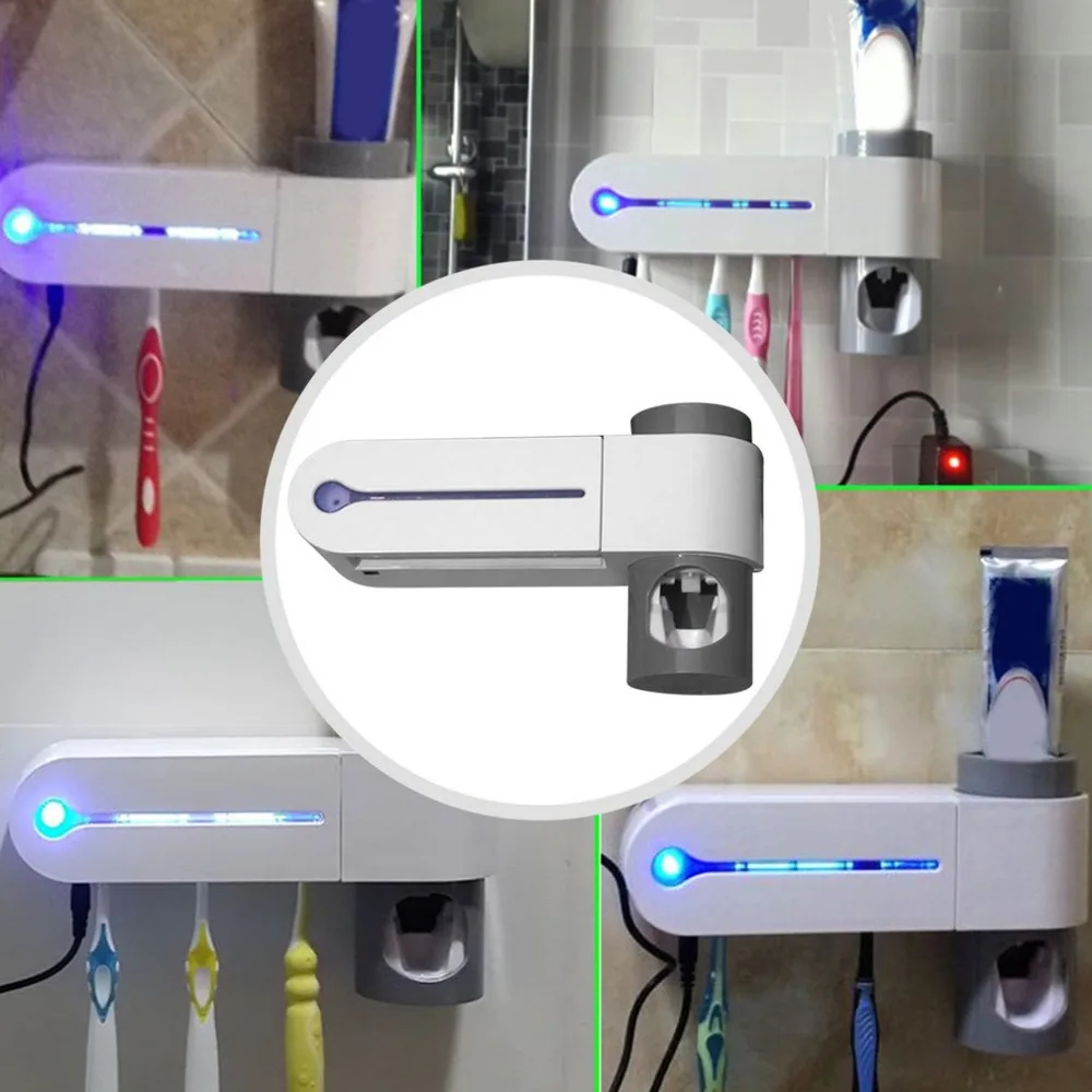 UV Disinfection Toothbrush Automatic Steriliser Cleaner Brush Holder Set with Toothpaste Dispenser | Бытовая техника