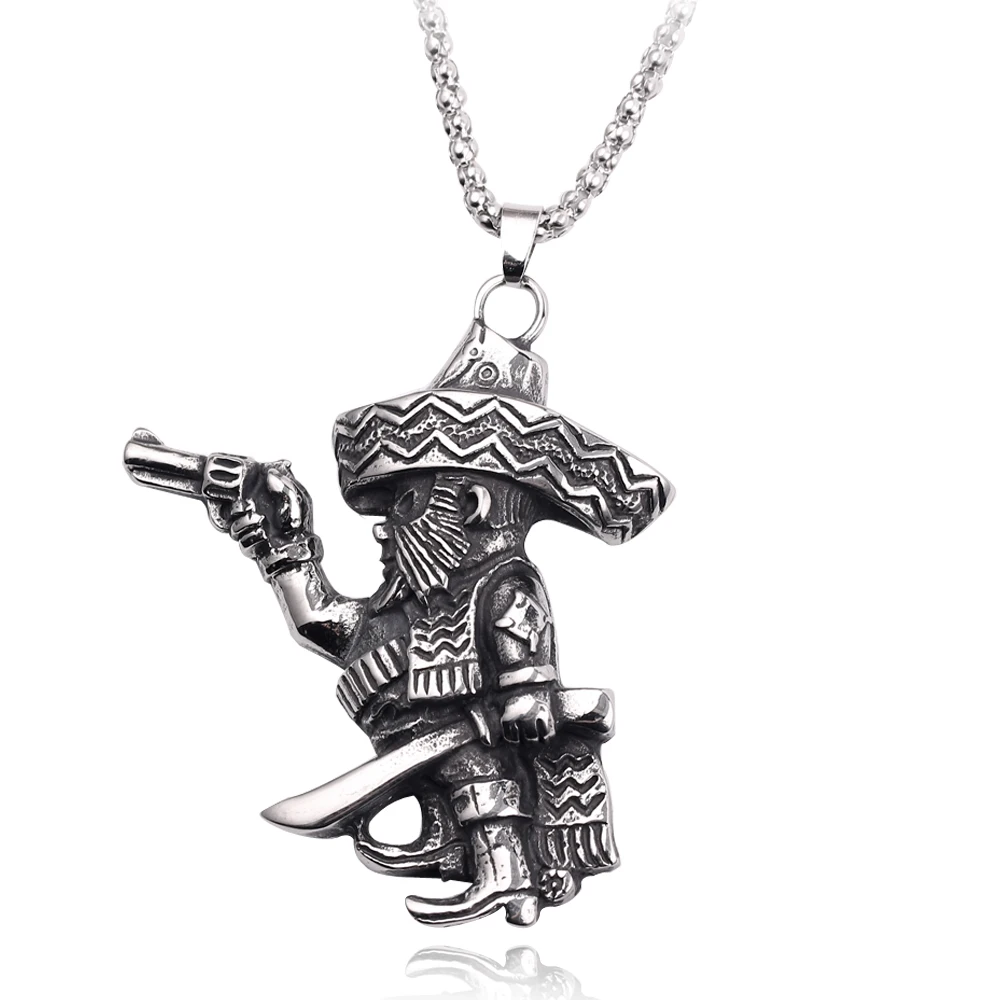 Ожерелье грабителя пирата большая шляпа железное шипованное джинсовое ожерелье