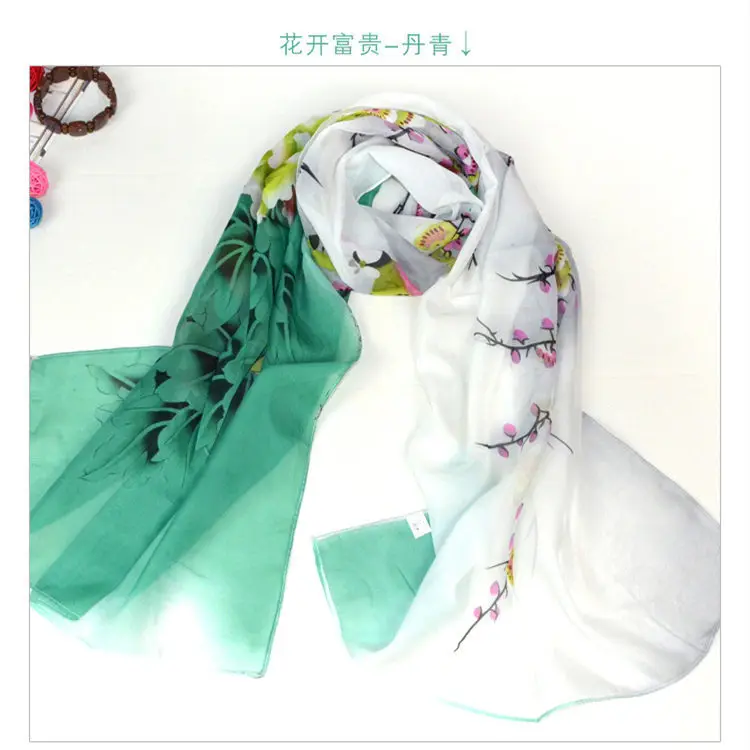 Женский шифоновый длинный шарф с цветочным принтом 160x50 см|long scarf women|shawl wrapfashion women |