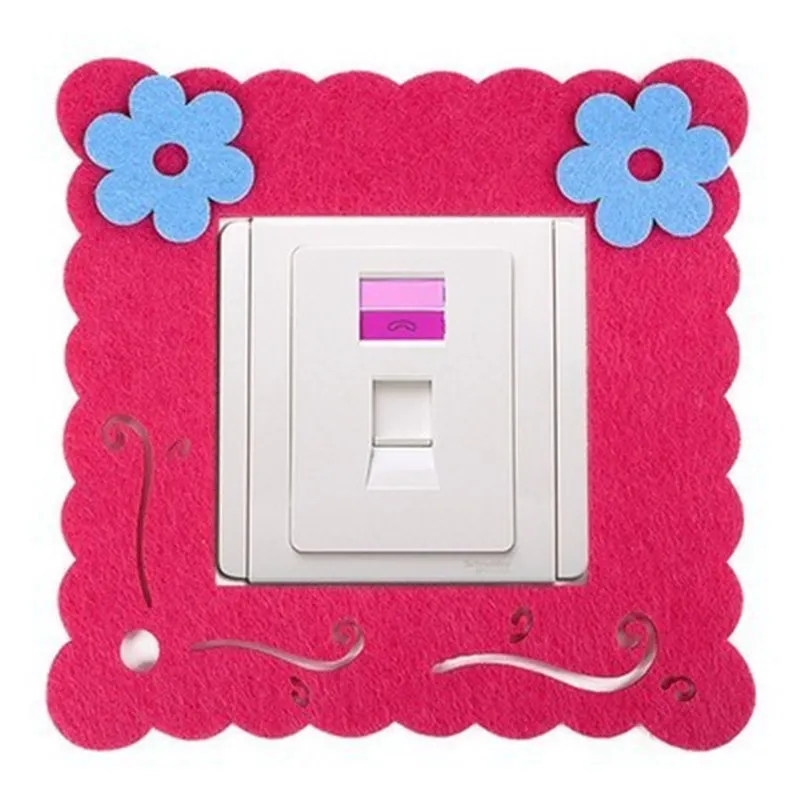 Cute cartoon felt paste creative Home Furnishing hollow does not hurt the wall sticking free switch set European cat | Обустройство