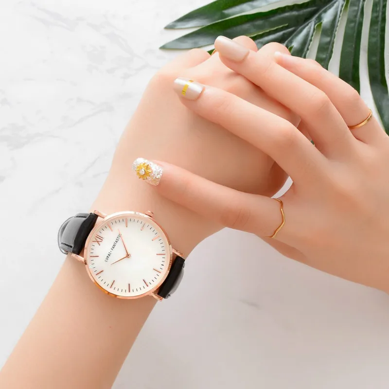 Top Brand Fashion Ladies Watches Leather Strip Quartz Watch Women Casual Marble Dial Dress Sport Wrist Reloj Mujer -20 | Наручные часы
