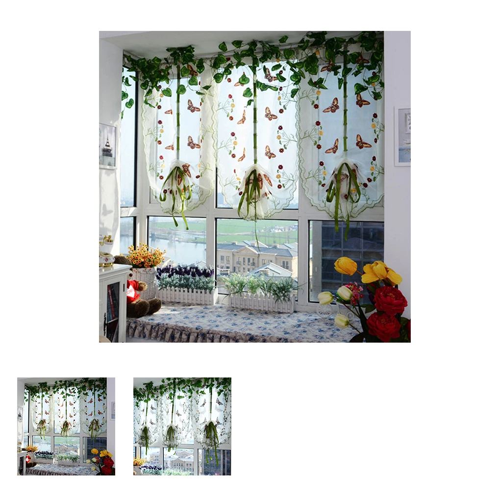 Новый стиль пасторальный принт бабочки Тюль подъемная занавеска панель окна
