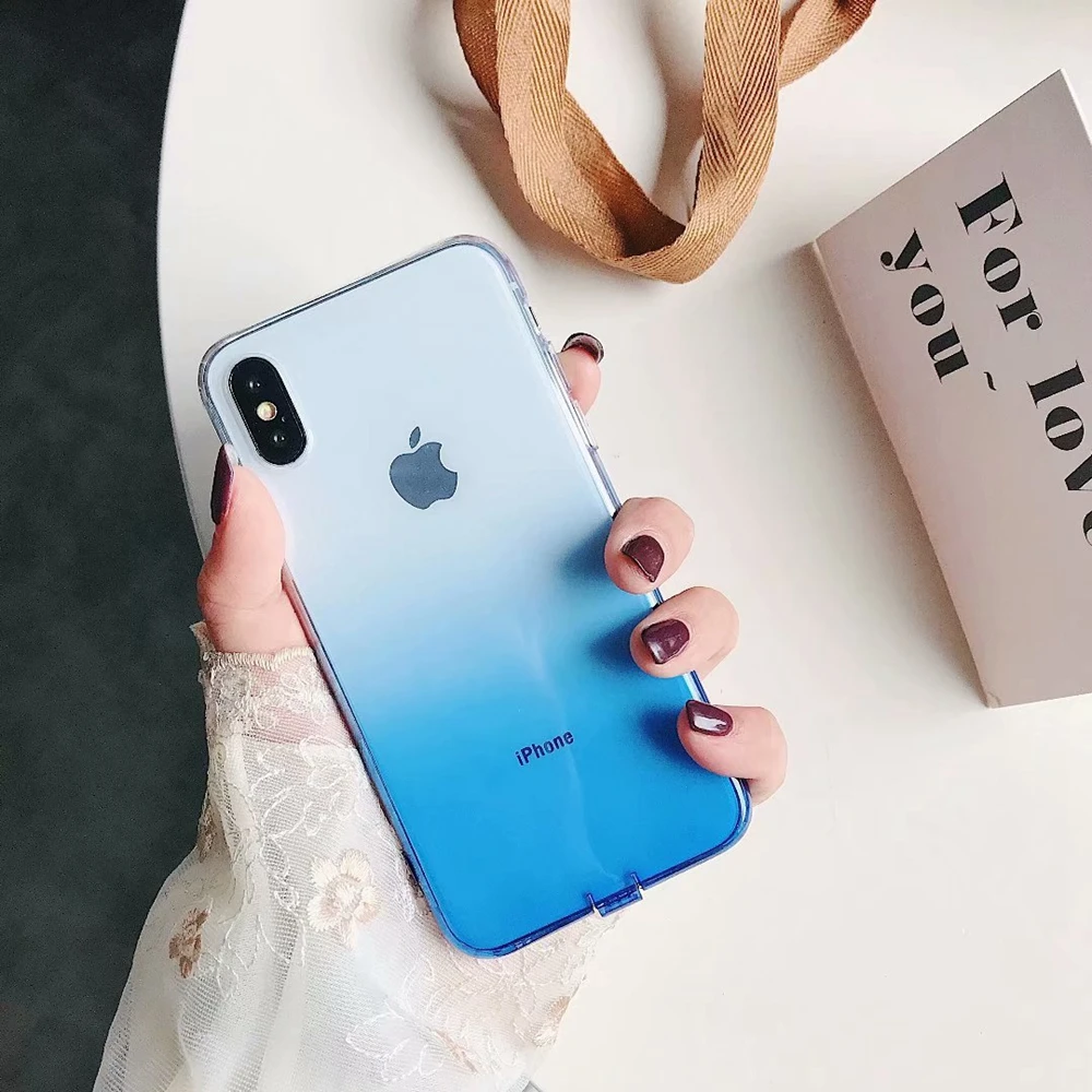 Для iPhone X XS Max Цветной корпус ультратонкие Чехлы для 7 8 Plus градиент мягкий