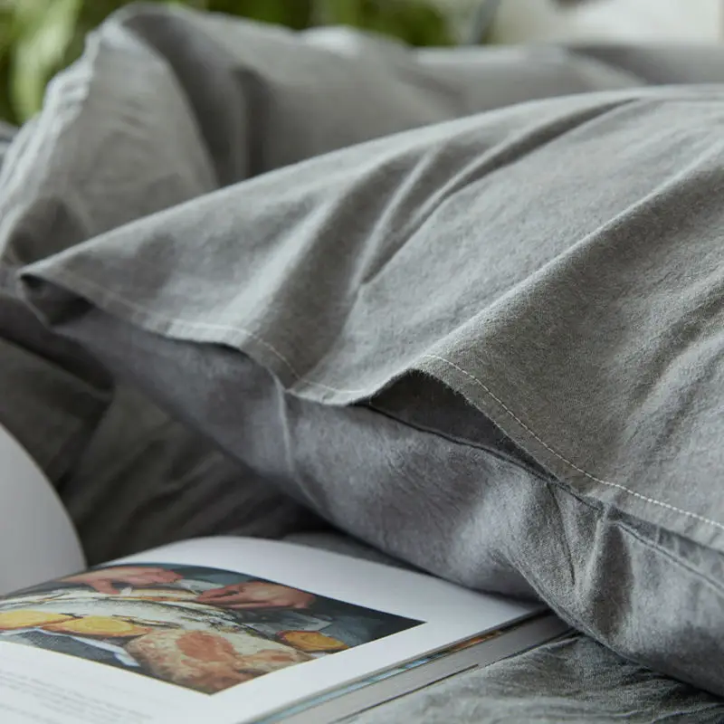 Помытый хлопок наволочка 2 шт сплошной цвет мыть дома одна пара короткий стиль