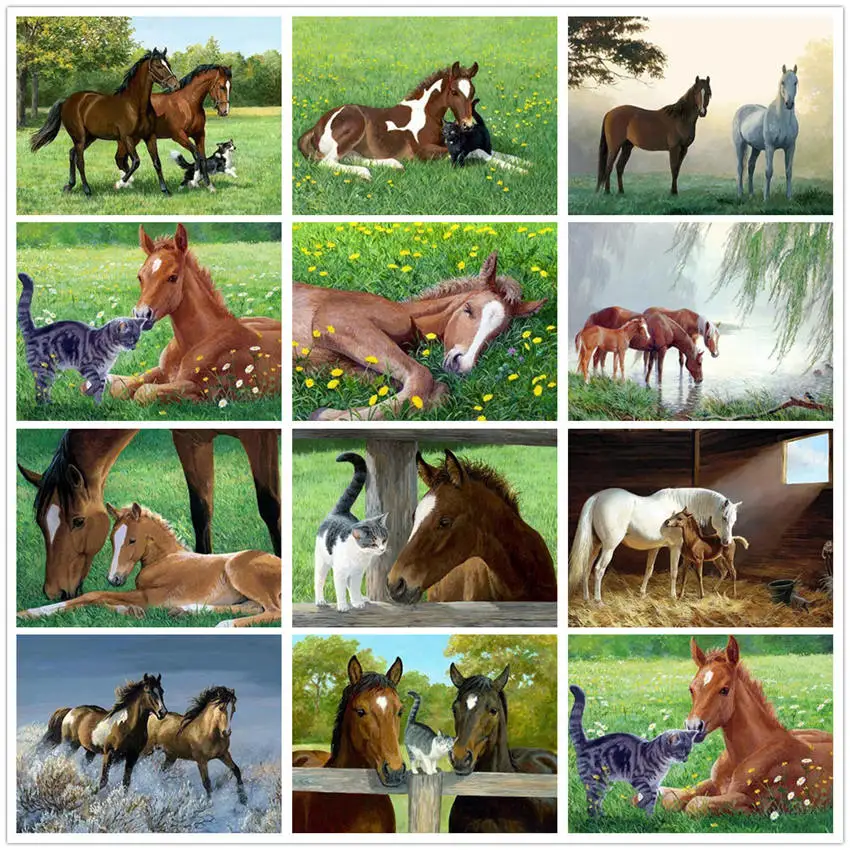 

Diy 5D Diamond Embroidery Full Set Horse 5D Diamond Mosaic Sale Animal Daimond-painting Full Square Diamond Painting Horse