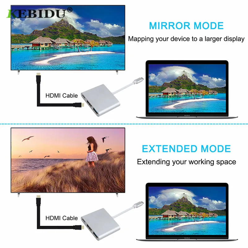 Тип C на HDMI-совместимость с USB 3 0 зарядный адаптер конвертер USB-C 1 Hub для Mac MacBook Air Pro