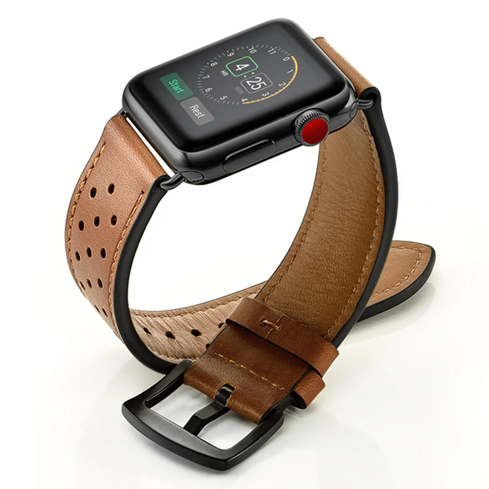 Кожаный ремешок для apple watch 4 ремешка 44 мм 40 мм iWatch 42 мм 38 мм первый слой из натуральной кожи ремешок для apple watch 3 21