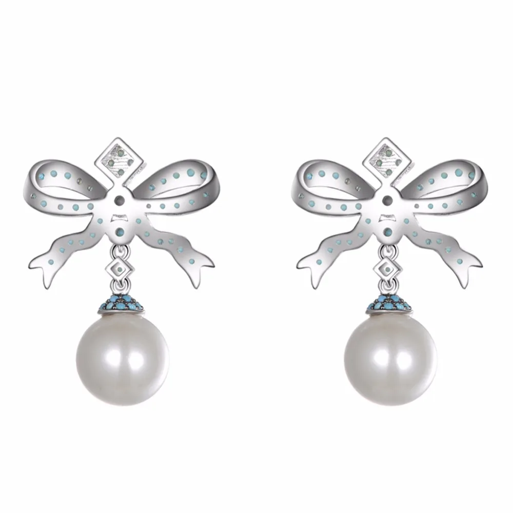 KIVN модные ювелирные изделия Висячие серьги с бантом из ленты фианитом для женщин