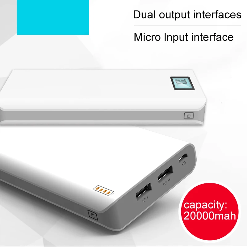 Доставка из России Украины Универсальный 20000 мАч Портативный 18650 Powerbank USB для iphone