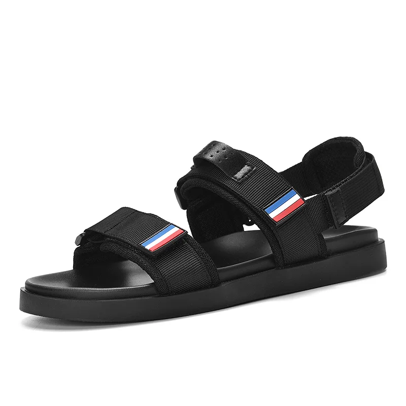 S2897 black SUROM/летние мужские сандалии; нескользящая резиновая пляжная обувь; стильная повседневная мужская обувь на плоской подошве; классические черные мягкие повседневные сандалии - Цвет: S2897 black