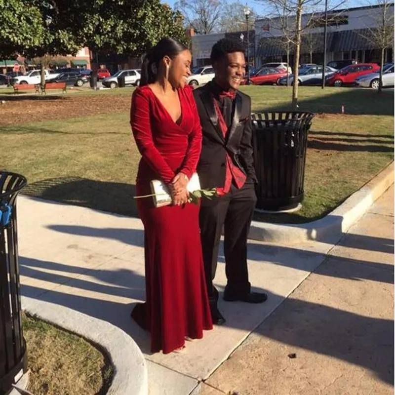 Женское вечернее платье-Русалка с длинным рукавом велюровое длинное платье для