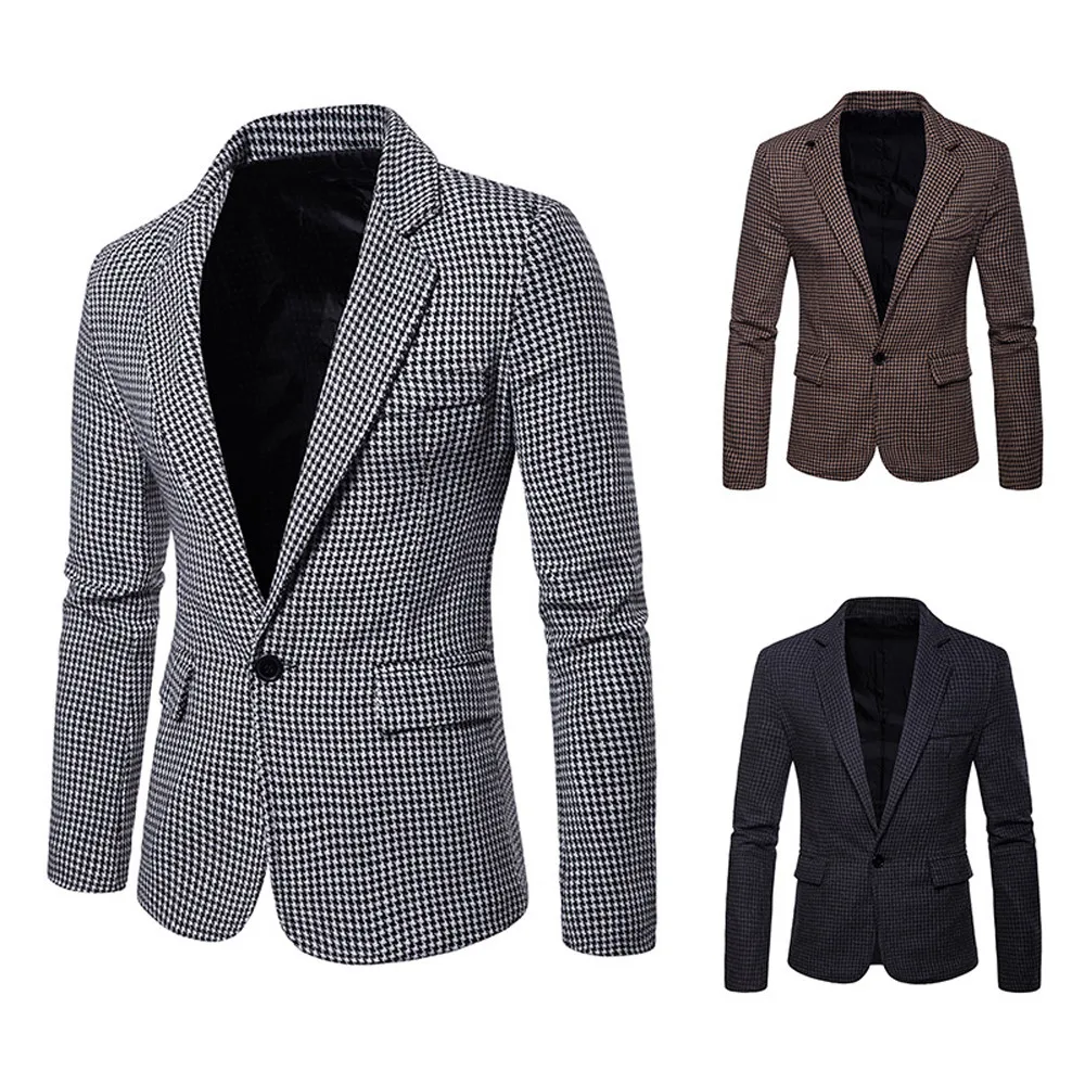 2019 Мужские осенне зимние однорядные застежки верхняя одежда костюм с длинными