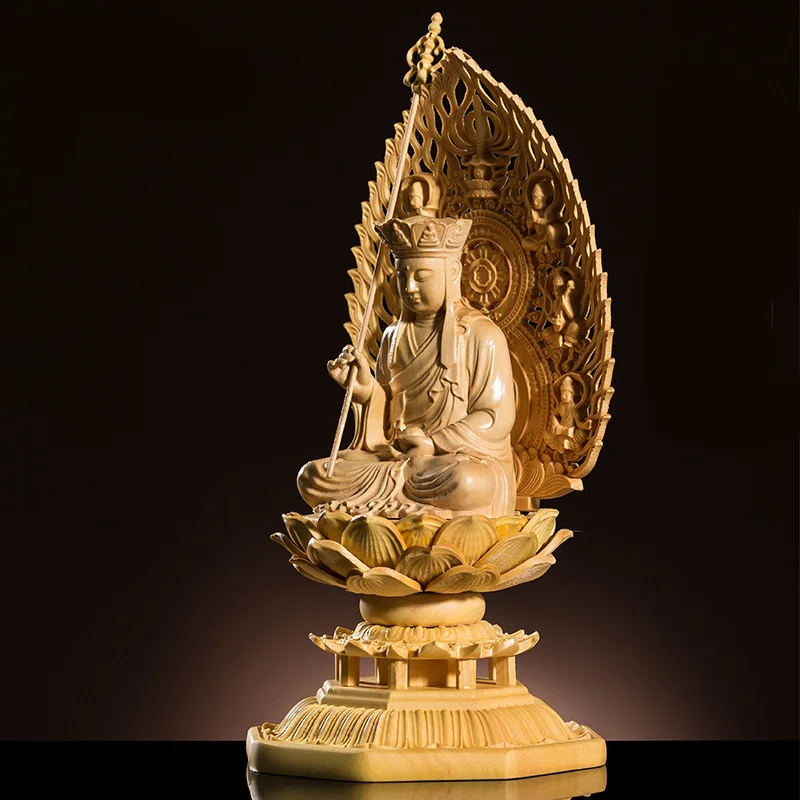 Ksitigarbha король Инферно 17 см китайская статуя Будды из самшита деревянная богиня