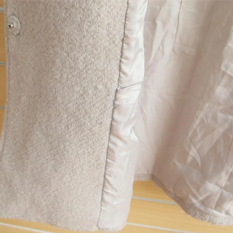 Шить теплая Кнопка регулируемый пояс Тонкий шерстяной пальто 2017 Зима плюс