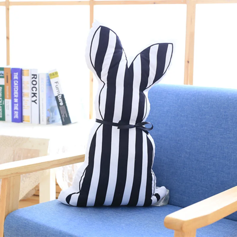 Black Striped 55cm Милые плюшевые игрушки корейские куклы-кролики бутылки молока маленькие белые куклы кролика подарят детям и девочкам подарки на день рождения - Цвет: Black Striped 55cm