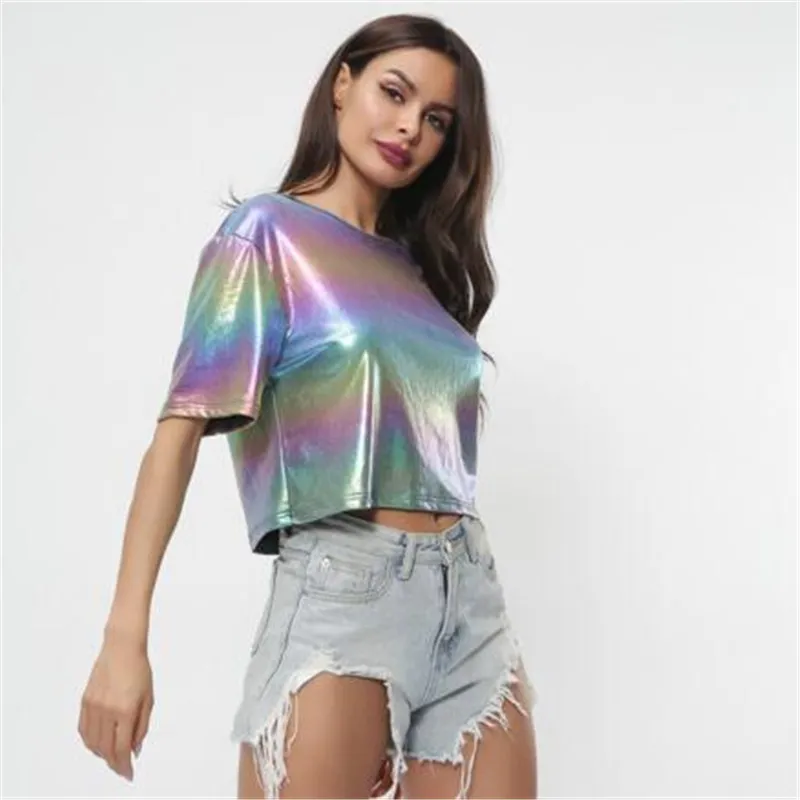 2019 summer tshirt rainbow reflection t shirt women colorful short tops harajuku t-shirt poleras mujer camiseta | Женская одежда
