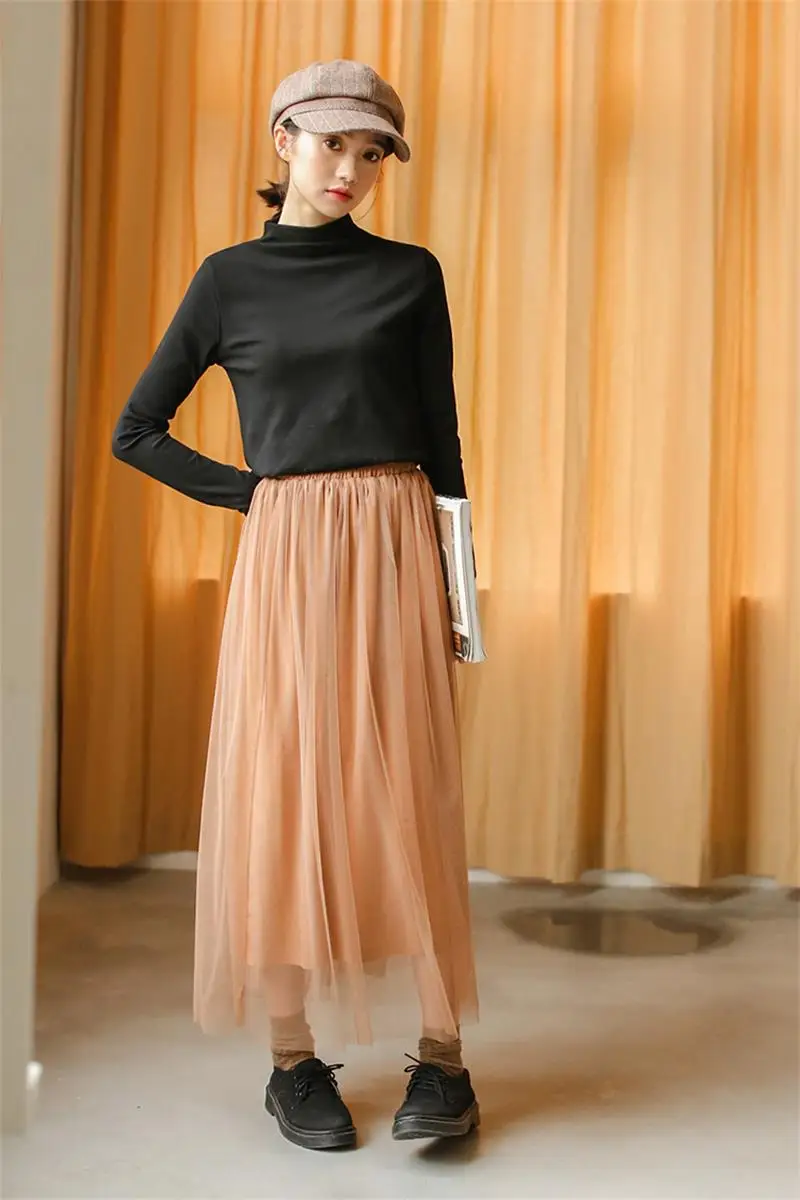2018 Women's Skirts Korean Punk Kawaii Ulzzang High Waist Perspective Tutu Long Skirt Female Japan Harajuku Button For Women | Женская
