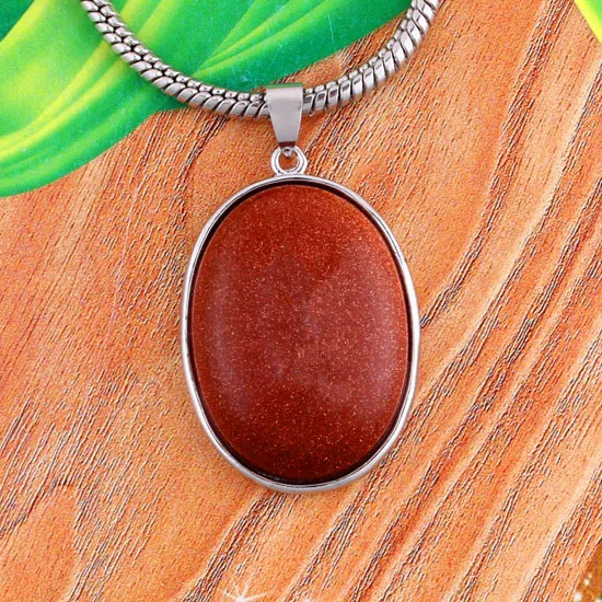 Gold Sand Stone Крафт-бусины популярный летний Стиль Посеребренная овальная форма мульти кварц камень кулон свадебное украшение очаровательные ювелирные изделия - Окраска металла: Gold Sand Stone