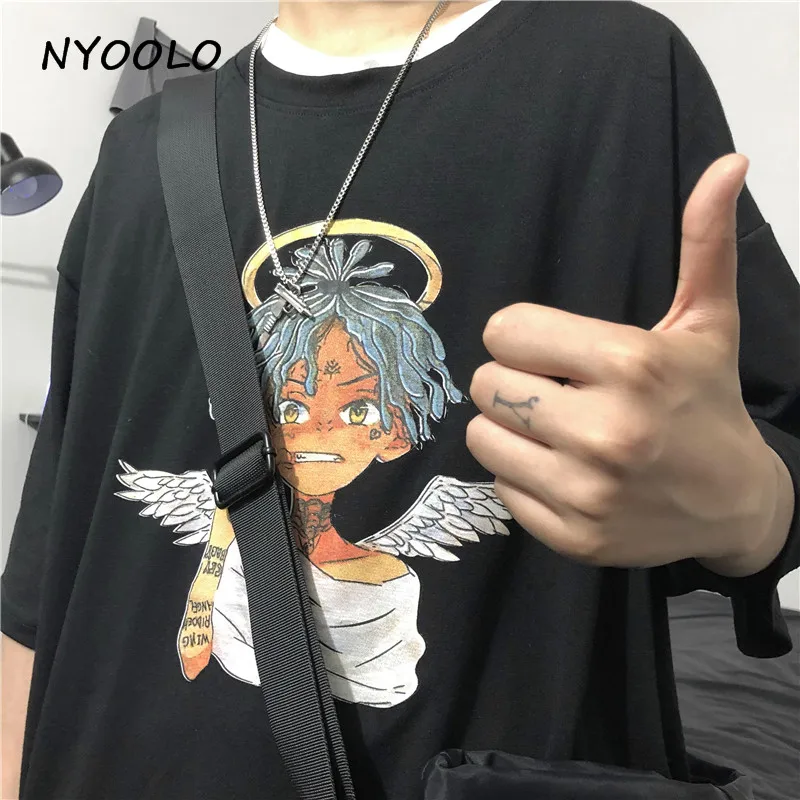 NYOOLO Harajuku Винтажная Футболка с принтом крыльев Ангела летняя уличная свободная