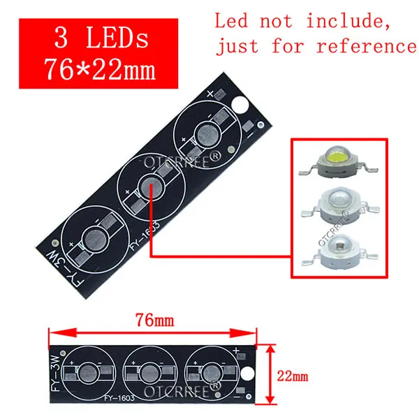 3 leds 76mm PCB 10 шт. 1 Вт 3 Вт 5 Вт светодиодный алюминиевый базовый светильник 76 мм 245 мм 300 мм 500 мм Печатная плата DIY для 3 9 12 21 10 30 36 Вт высокомощный светильник - Испускаемый цвет: 3 leds 76mm PCB
