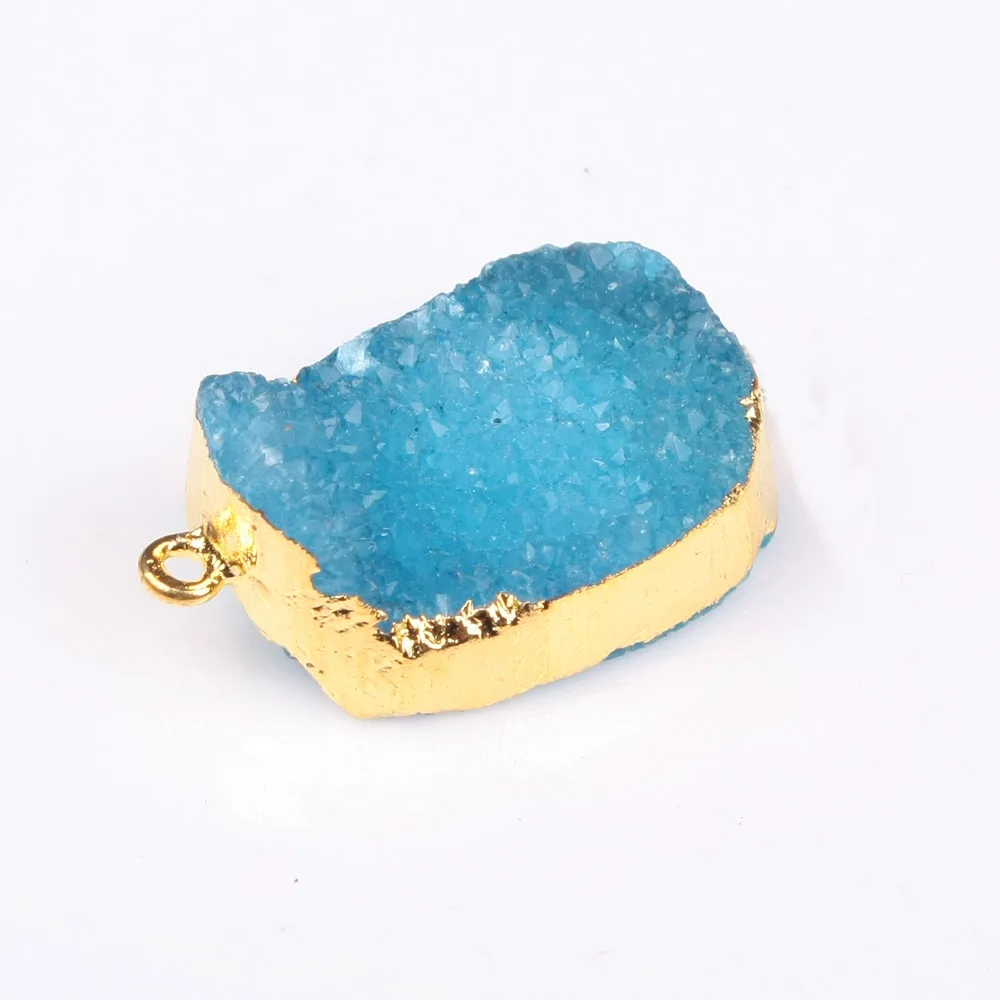 

Druzy 12pcs Free From Irregular Natural Stone Pendants Gold Plating Druse Quartz Drusy Charms For Bracelet Jewelry Making Free